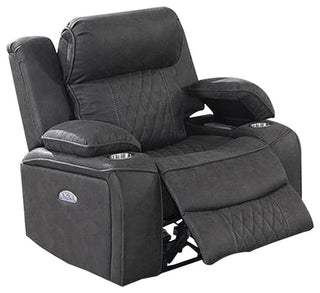 Xiu 38" Power Recliner Chair, USB Port, Storage, Gray Faux Leather