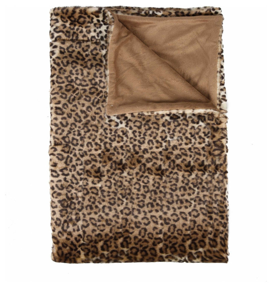 HomeRoots 50" x 60" Burke Leopard Fur Throw