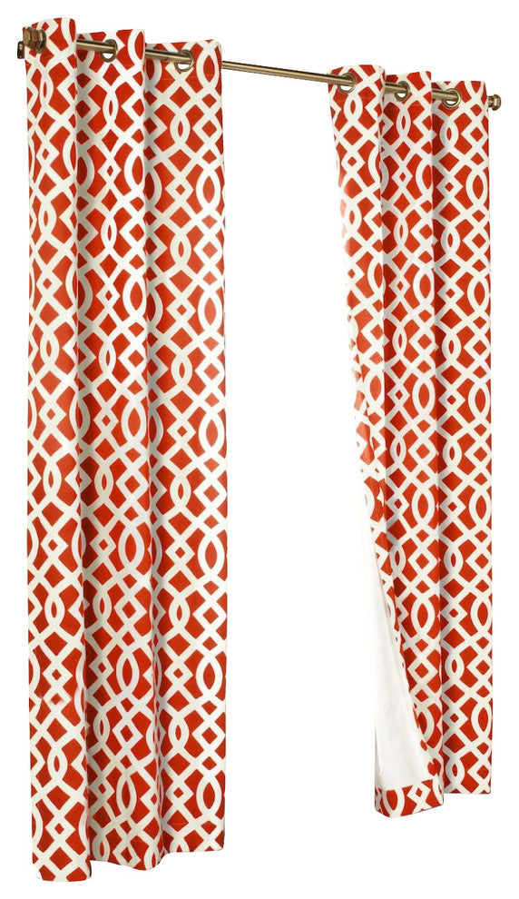 Pair of Thermal Insulated Grommet Top Curtains, Coral, 80"w X 63"l