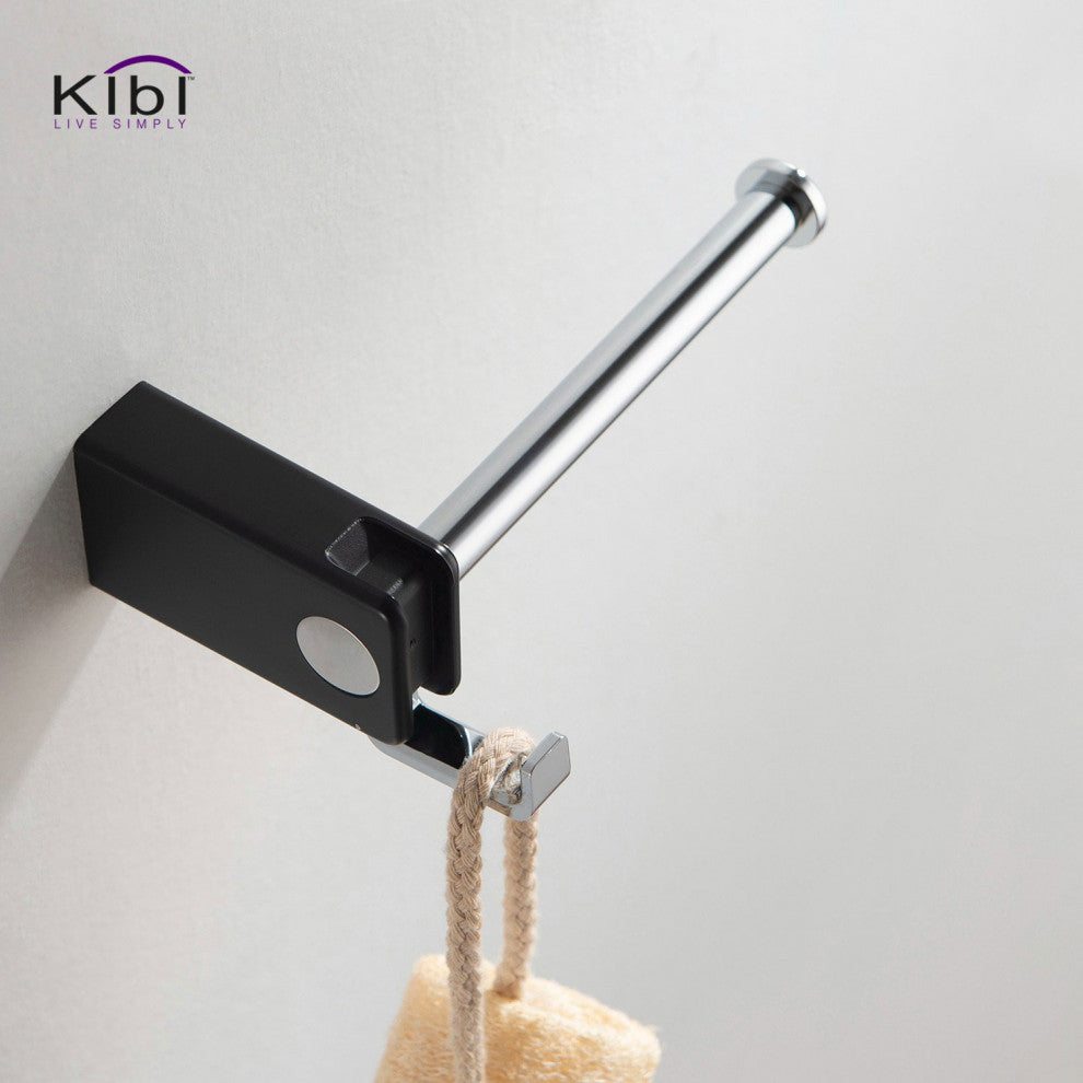 Artis Bathroom Hardware Accessory Tissue Holder With Hook, Chrome Black