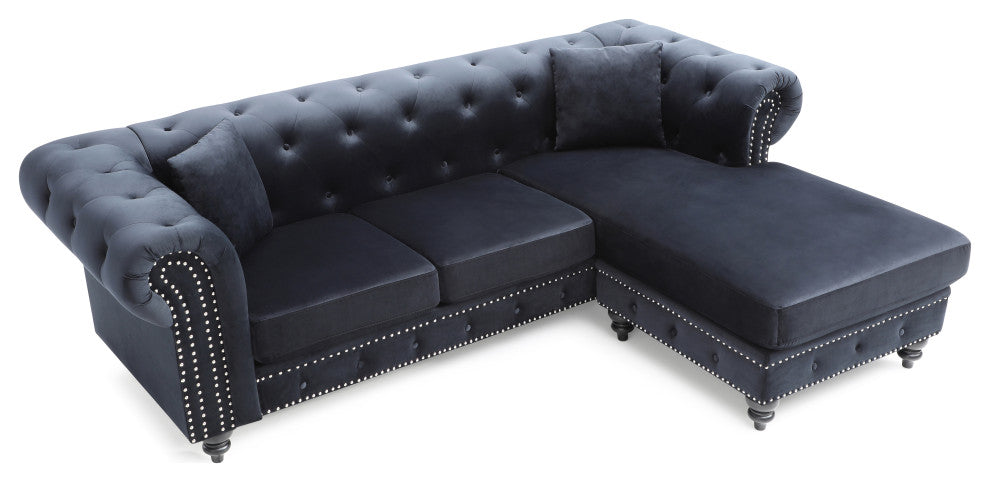 Nola Sofa Chaise, Black