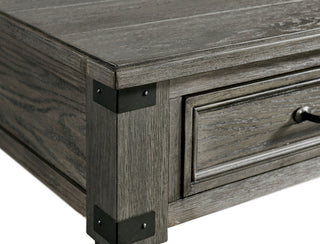 Foundry 24" Wide End Table With Drawer and Shelf, Brushed Pewter