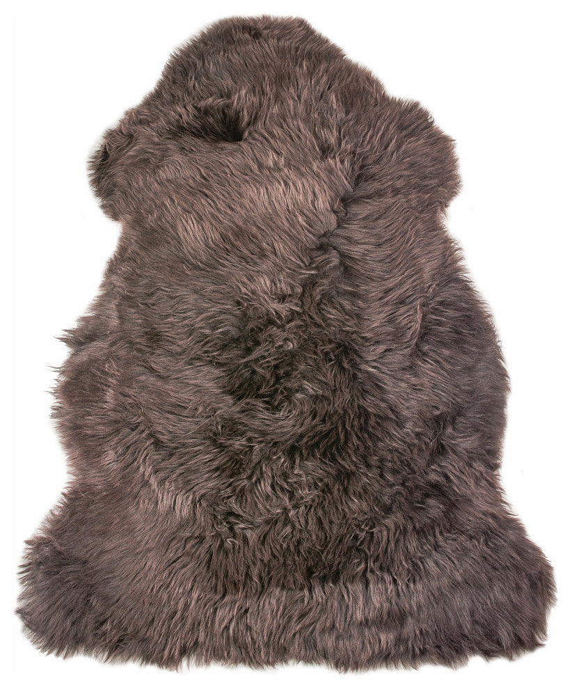 Milan Shearling Single Sheepskin Rug 2'x3', Chocolate
