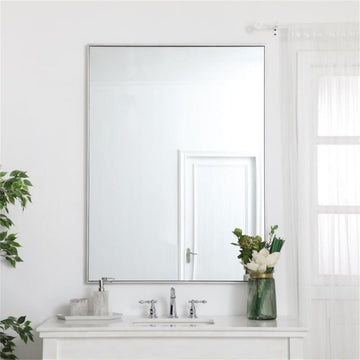 Elegant Decor Eternity 48" x 36" Contemporary Metal Frame Mirror in Silver
