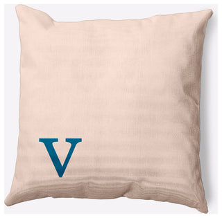 20" x 20" Modern Monogram Indoor/Outdoor Polyester Throw Pillow, Autumn Blue