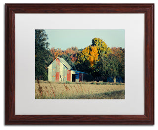 PIPA Fine Art 'Patriotic Barn in Field' Matted Framed Art, 20x16