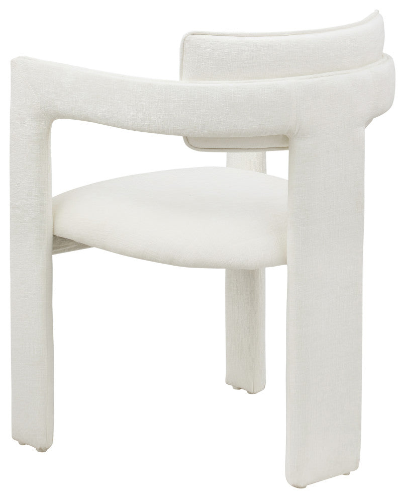Brenda Upholstered Dining Chair, Cream, Chenille Fabric, Set of 2