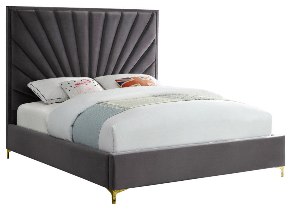 Eclipse Velvet Bed, Gray, King