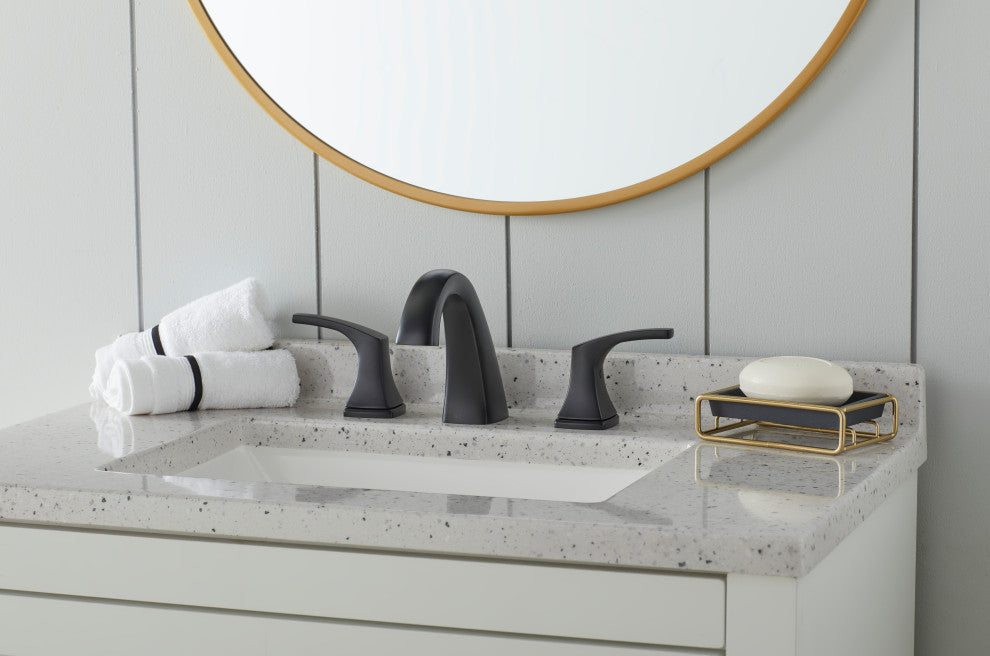 Vaughn Two Handle Widespread Faucet Chrome, Satin Black