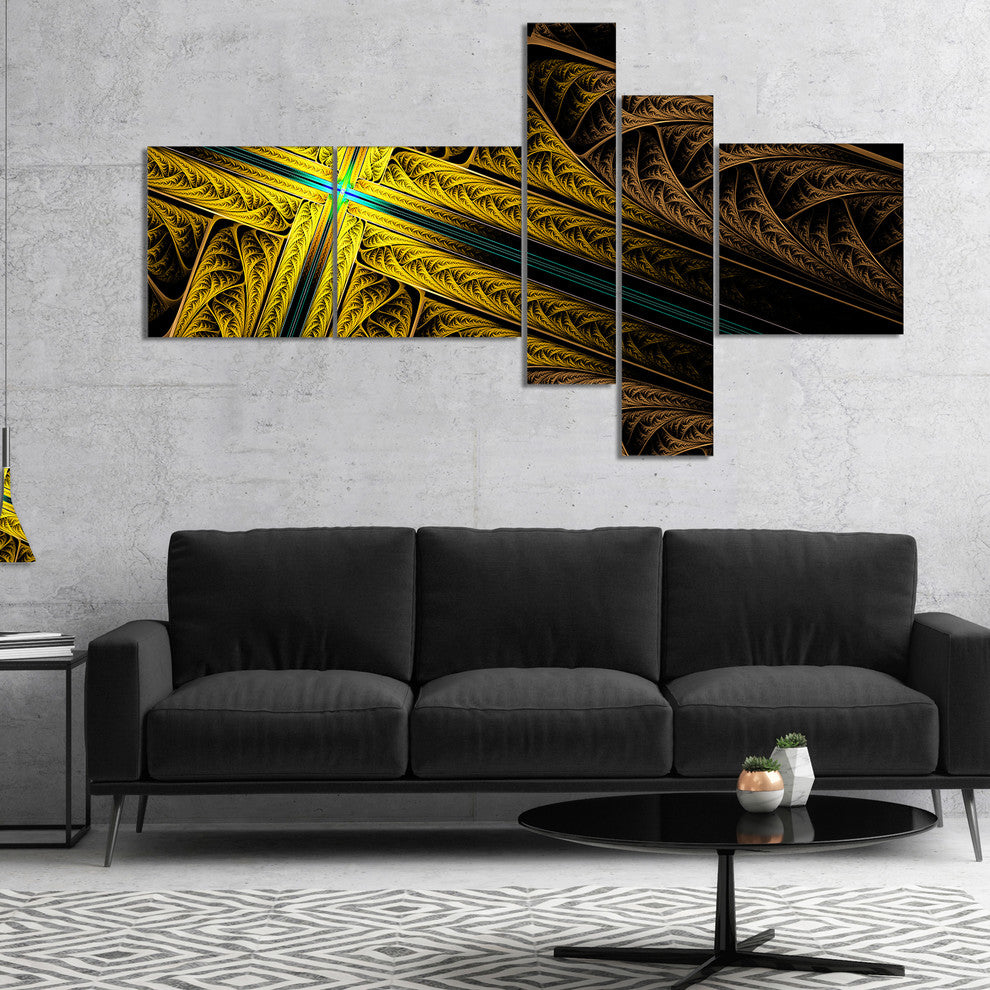 Intricate Multi colored Cross, Abstract Print On Canvas, 60"x32", 5 panels