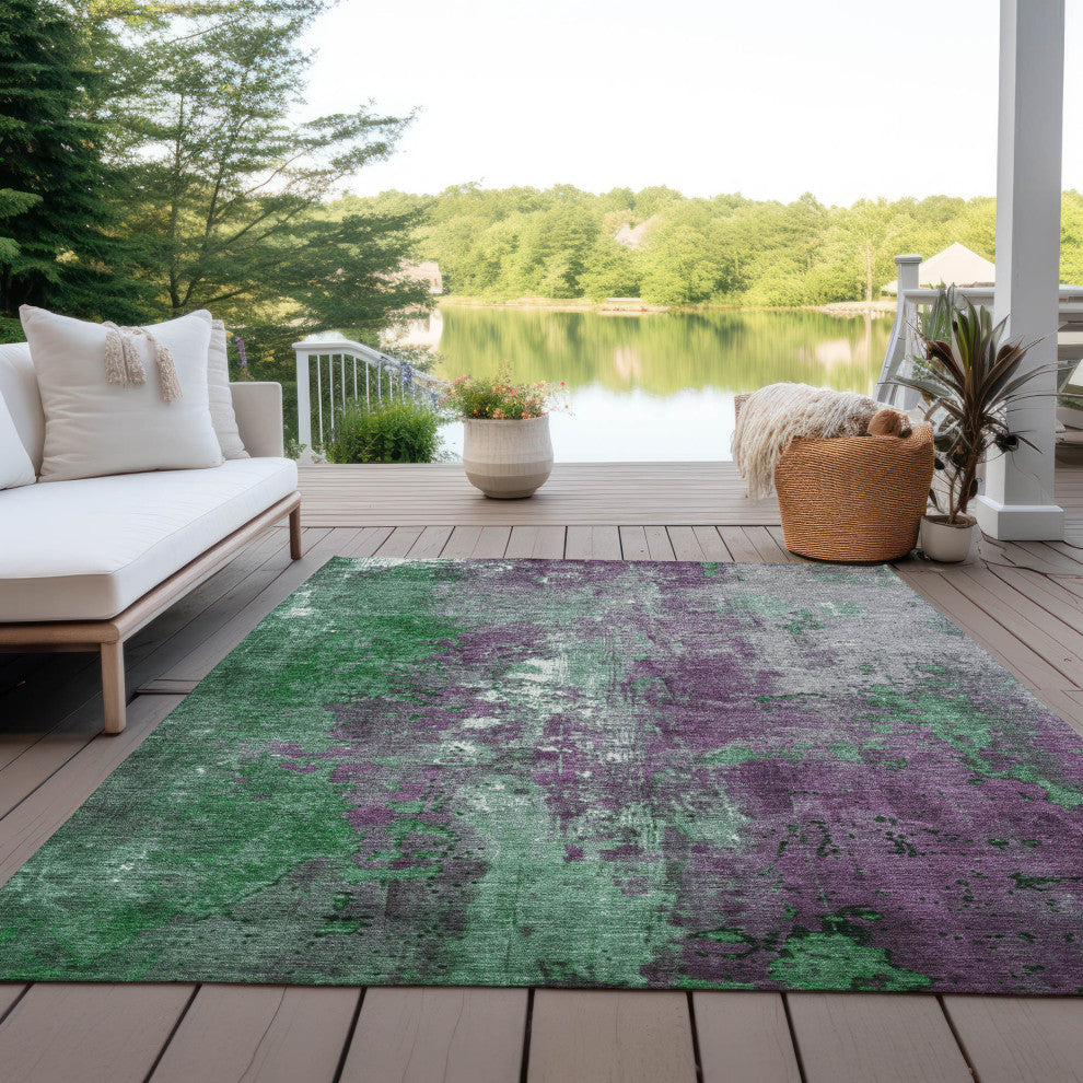 Machine Washable Indoor/Outdoor Chantille ACN1870 Emerald 2'6" x 3'10" Rug