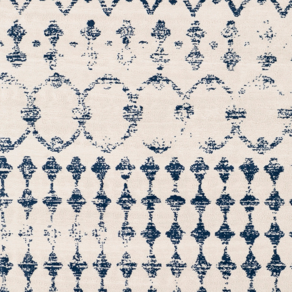 Surya Roma ROM-2342 6'7"x9' Rug, Dark Blue/White