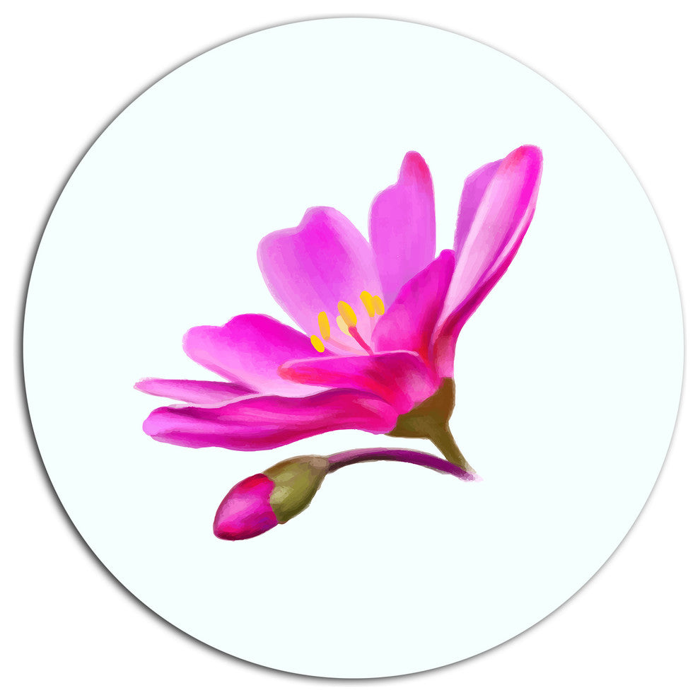 Summer Pink Flower Watercolor, Floral Disc Metal Wall Art, 23"