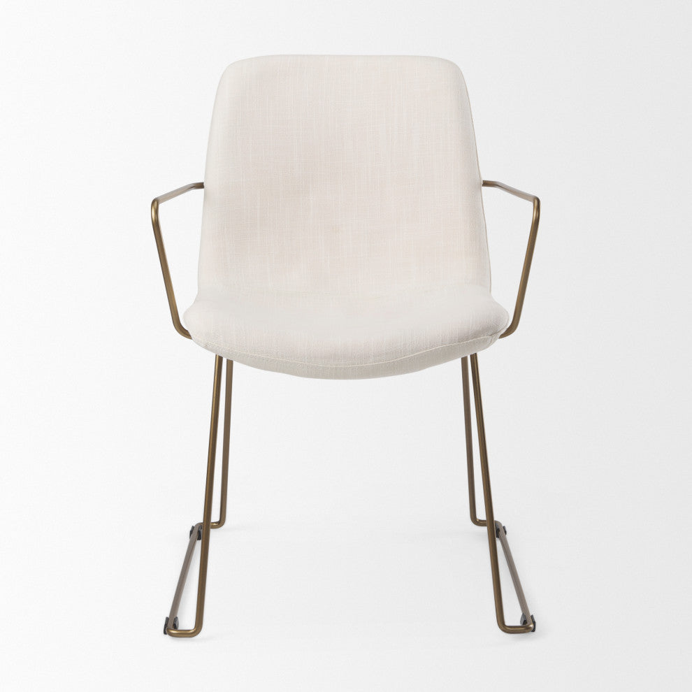 Sawyer Cream Fabric Wrap Seat With Gold Metal Frame Dining Chair