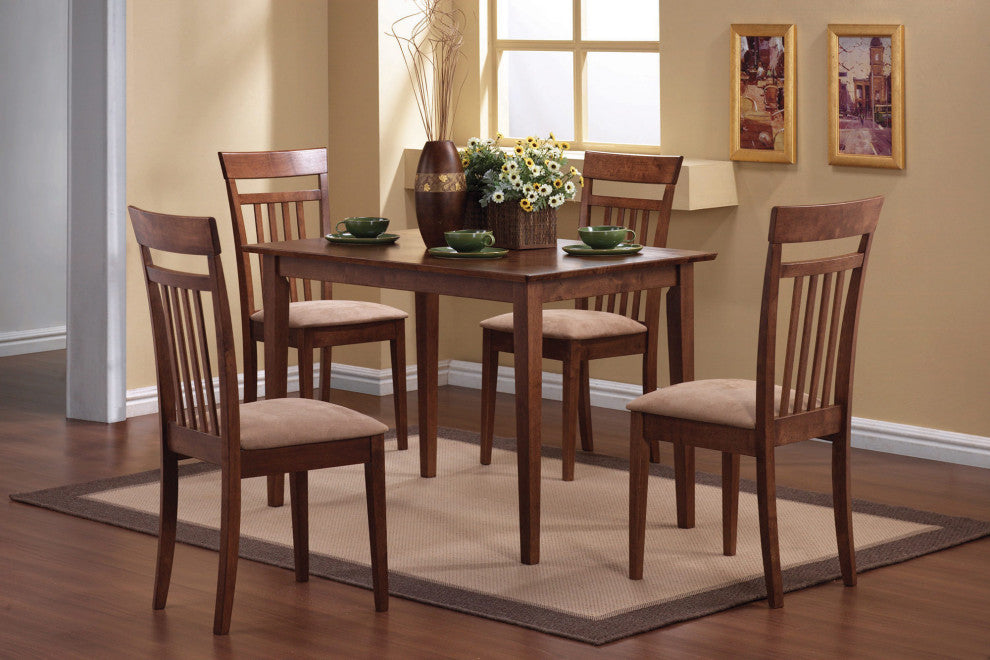 5 Piece Dining Set, Tan and Chestnut