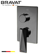 Bravat Wall Mounted Square Shower Set, Valve Mixer 2-Way Concealed