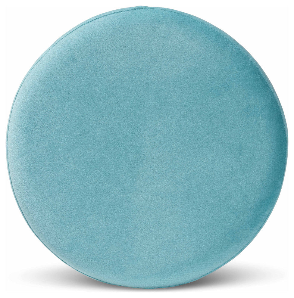 Greaves Glam Velvet Fabric Upholstered Ottoman, Sky Blue/Gold