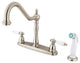 Satin Nickel 8" Center Kitchen Faucet with Non-Metallic Sprayer KB1758PL