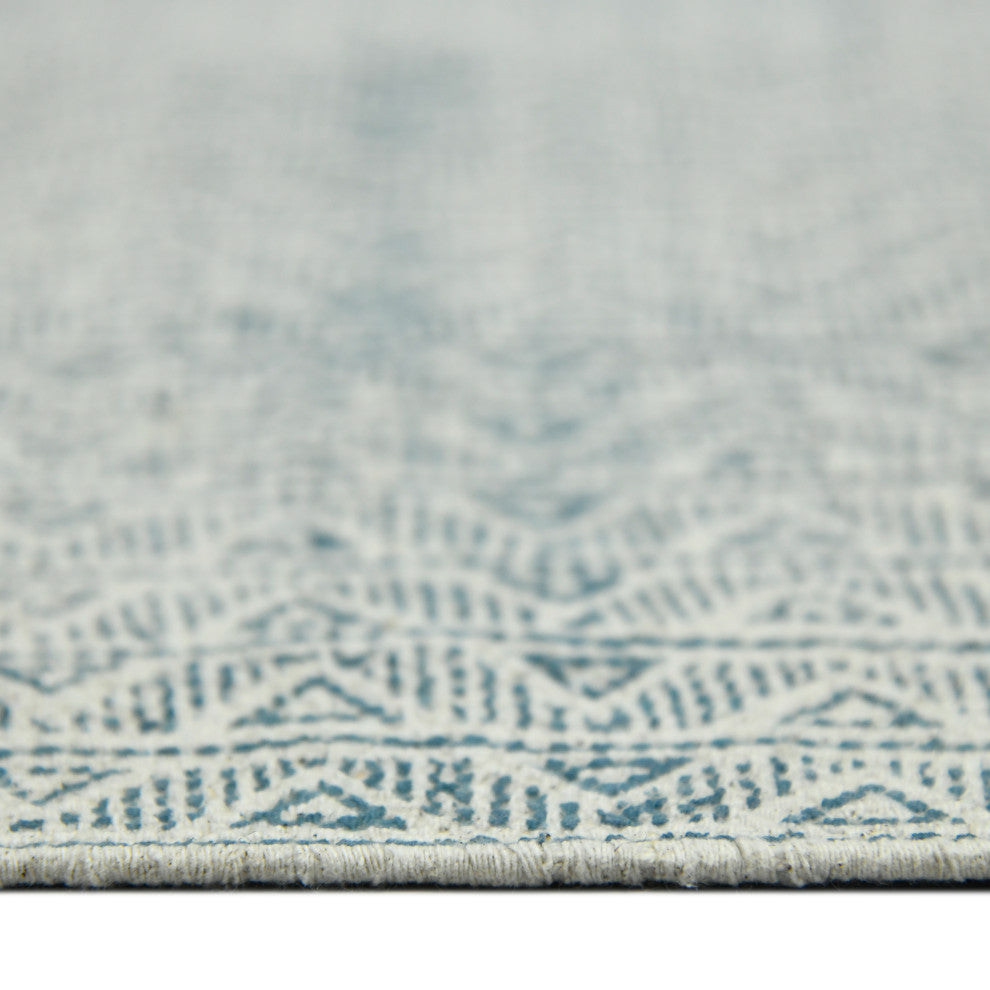 DUNE Estra Area Rug, Blue, 5' x 7'6", Bordered