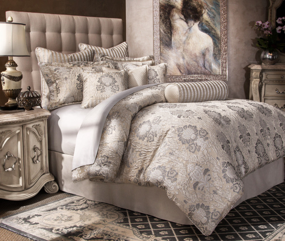 Sycamore Grove 9-Piece Queen Comforter Set - Silver