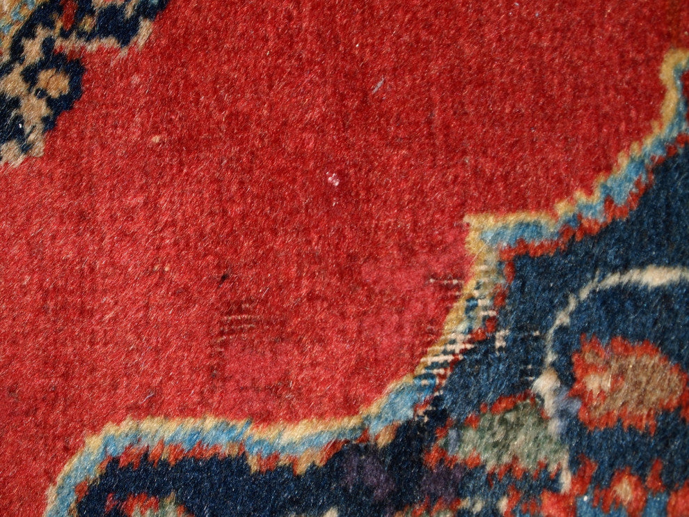 Handmade antique collectible Persian Tabriz double mat rug 1.7' x 4.7' ( 52cm x