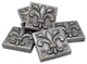 Fleur de Lis Metal Insert Tile Pewter 2"x2", Set of 8