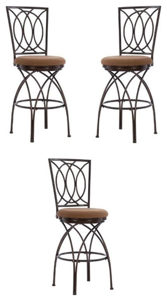 Home Square 30" Big and Tall Metal Cross Legs Bar Stool in Bronze - Set of 3