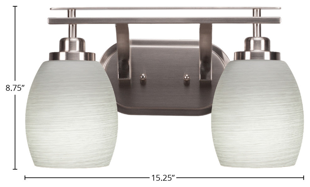 Odyssey 2 Light Bath Bar In Brushed Nickel Finish With 5" White Linen Glass