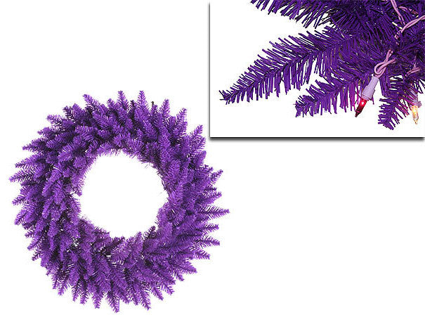 5' Pre-Lit Ashley Spruce Christmas Wreath, Purple