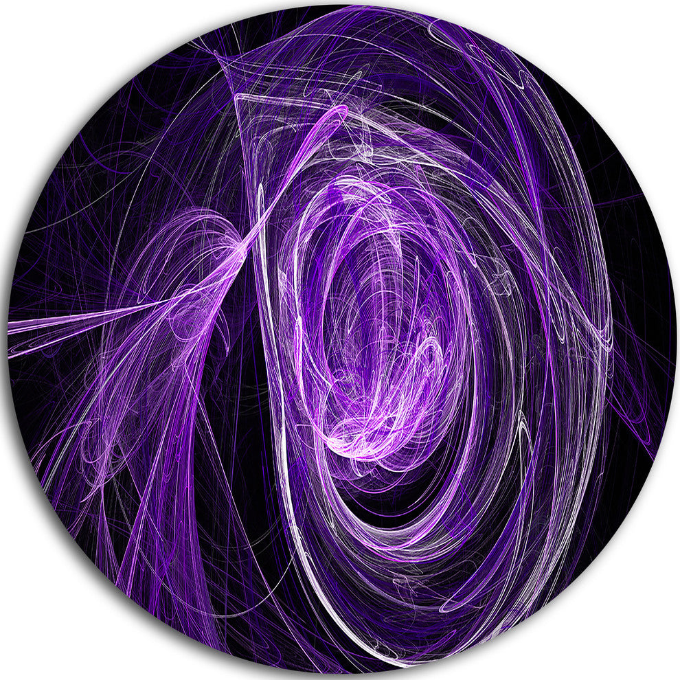 Purple Ball Of Yarn, Abstract Digital Art Round Metal Wall Art, 36"