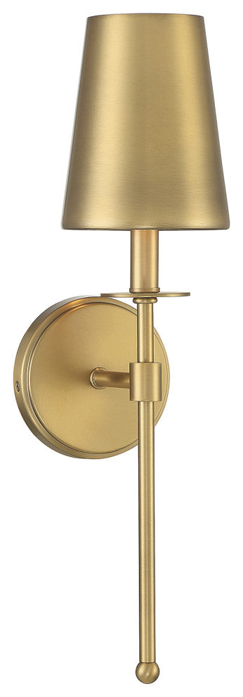1-Light Wall Sconce, Matte Black, Natural Brass