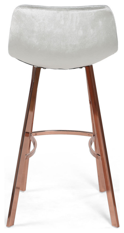 GDF Studio Rex Faux Snake Leather Brown Bar Stools, Set of 2, Silver/Rose Gold