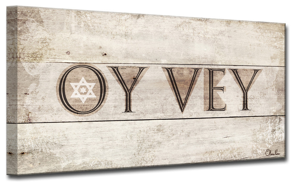 Ready2HangArt Inspirational 'Oy Vey' Wrapped Canvas Wall Art