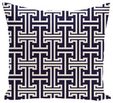 Greek Isles Geometric Print Pillow, Spring Navy, 20"x20"