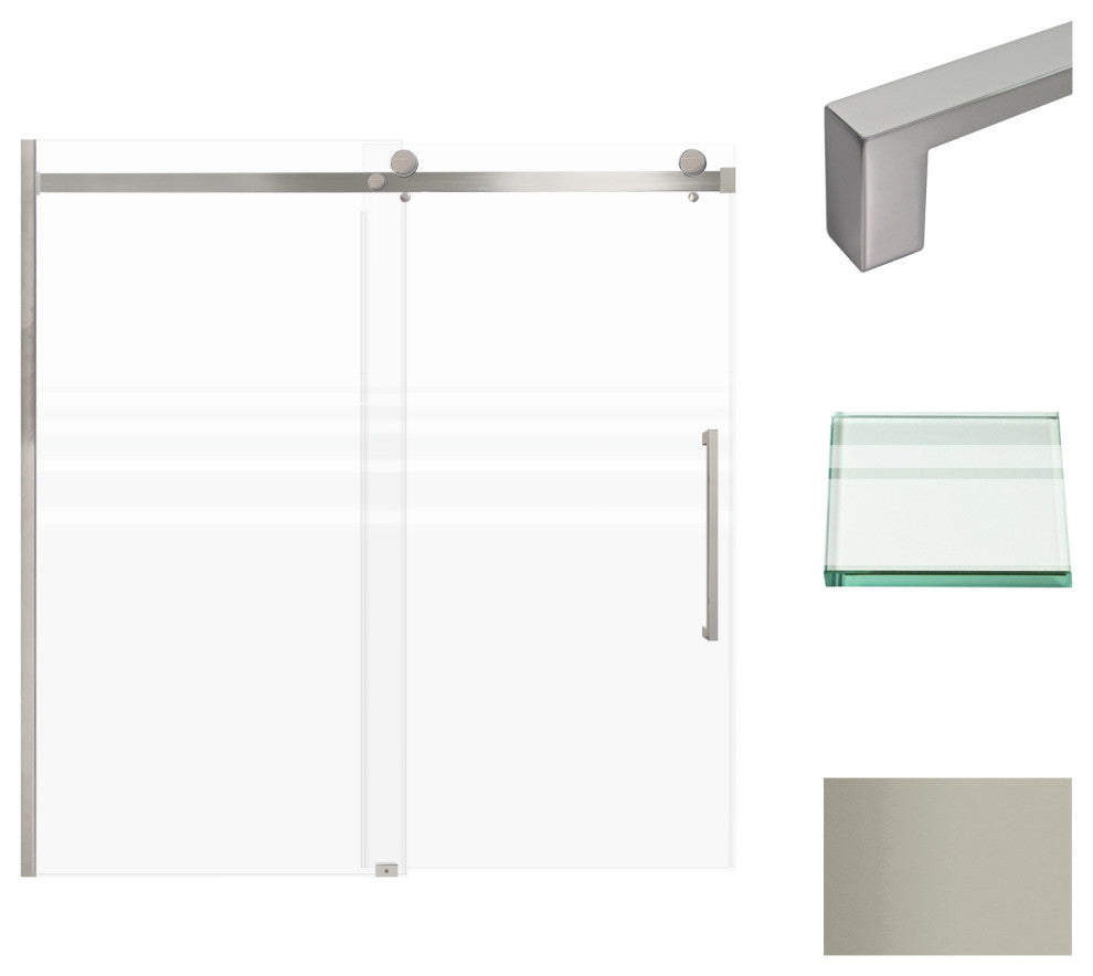 Madeline 60"x60" Frameless Shower Door with Fixed Panel in Brushed Stainless