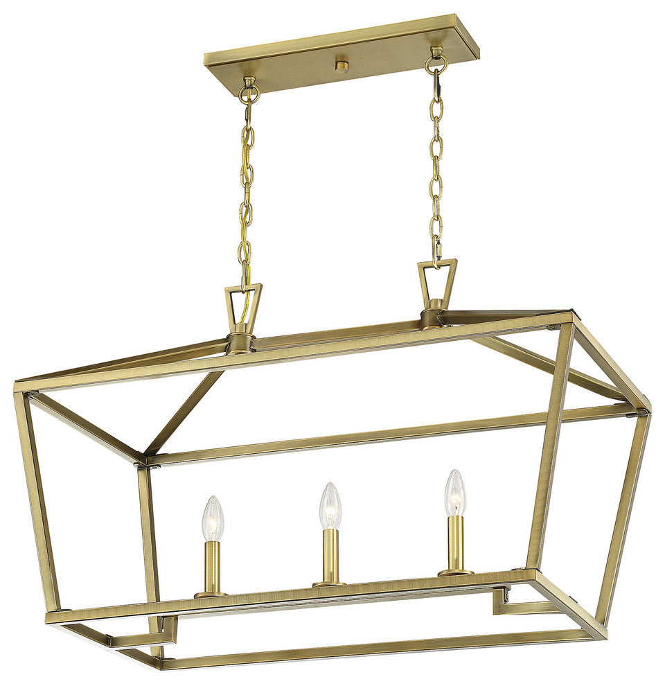 Townsend 3-Light Trestle Chandelier, Warm Brass
