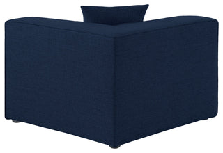 Cube Upholstered Modular Component, Navy, Linen Texured Fabric, Corner Chair