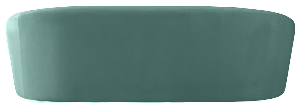Riley Velvet Upholstered Rounded Sofa, Mint