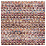 Safavieh Barbados Collection Indoor-Outdoor, BAR546 Rug, Purple/Green/Rust, 6'6" Square
