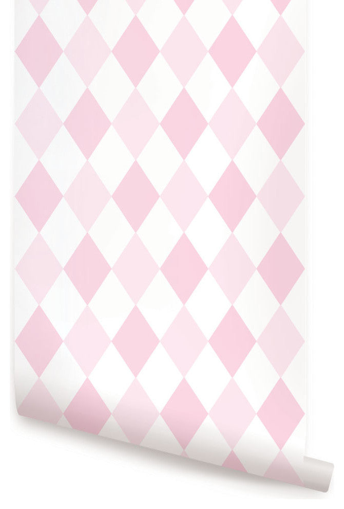 Diamond Peel and Stick Vinyl Wallpaper, Pink, 24"w X 60"h