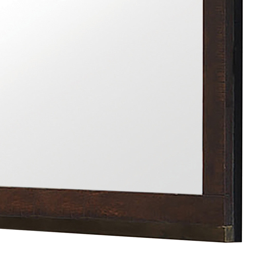 Benzara BM230506 Wooden Frame Mirror With Mounting Hardware, Dark Brown