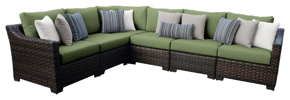 kathy ireland River Brook 6 Piece Wicker Patio Furniture Set, Forest