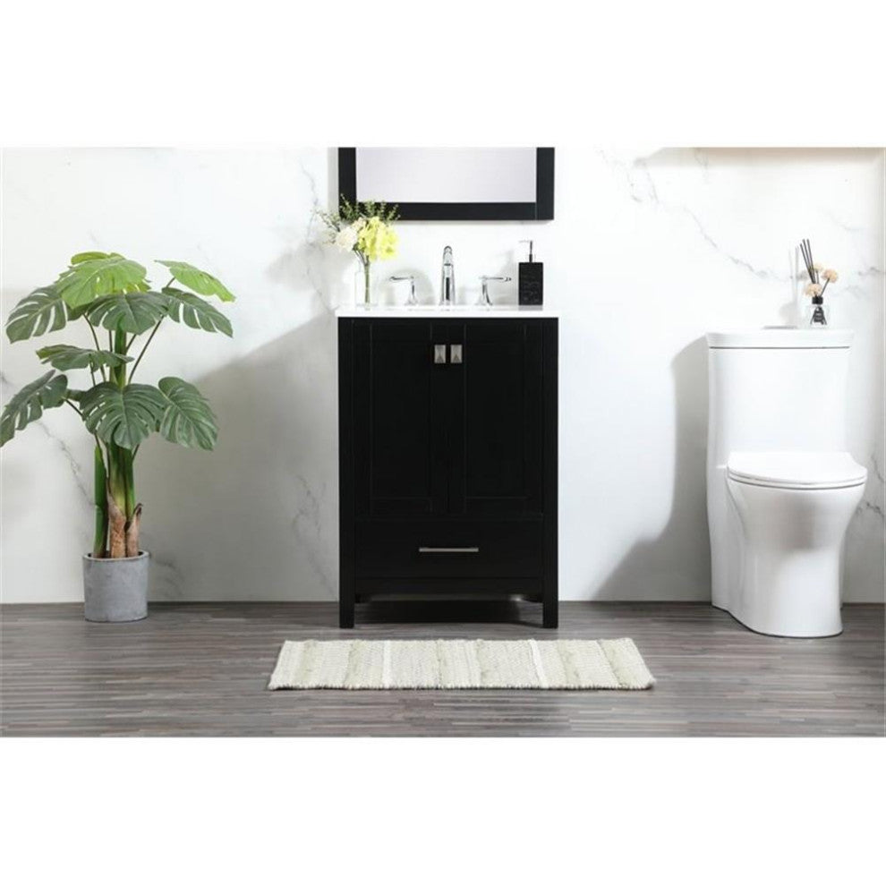 Elegant Decor Irene 24" Zinc Alloy and MDF Single Bathroom Vanity in Black