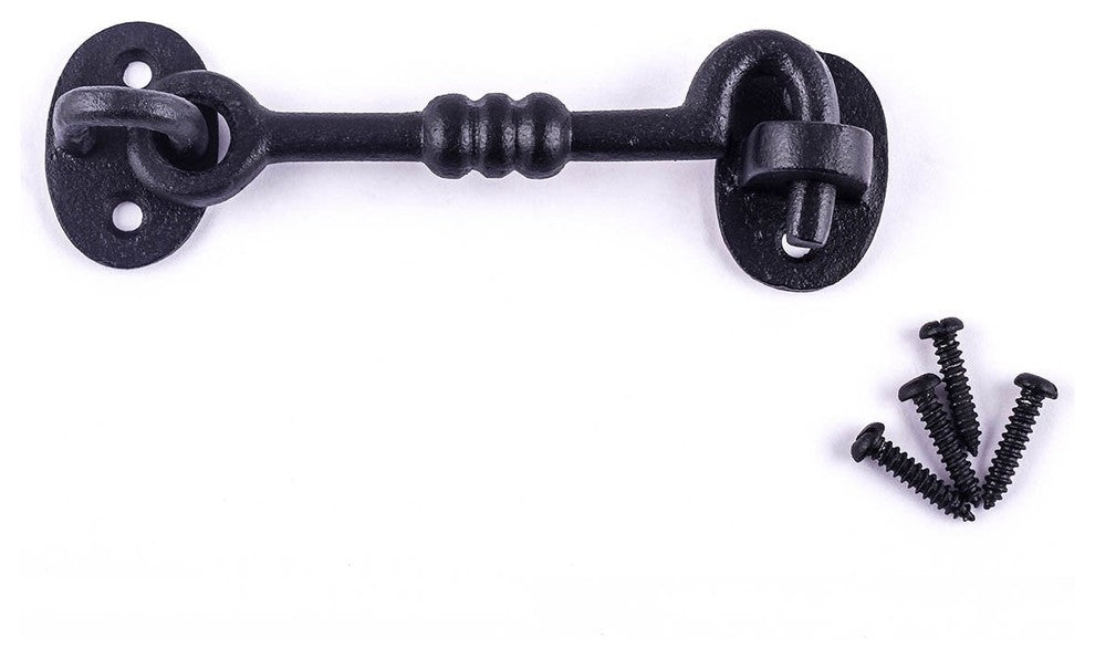Renovators Supply Gate Latch Lock 5" Wrought Iron Hook and Eye Door Lock Latch