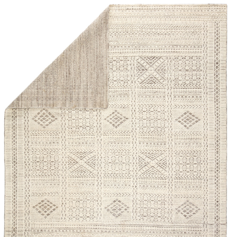 Jaipur Living Jadene Hand-Knotted Geometric White/ Light Gray Area Rug 6'X9'
