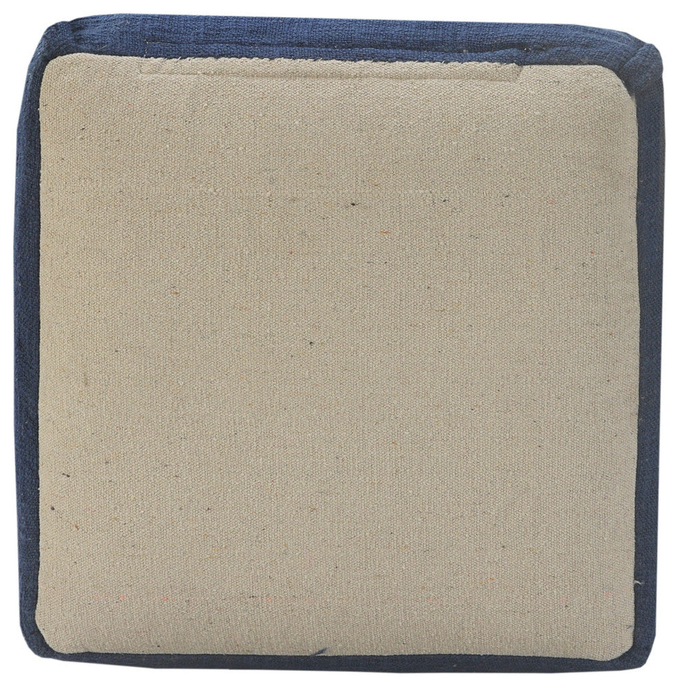 Handcrafted Solid Navy Pleated Pouf