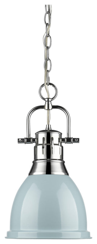 Golden Lighting 3602-S-CH Duncan 1 Light 9"W Mini Pendant - Chrome / Seafoam