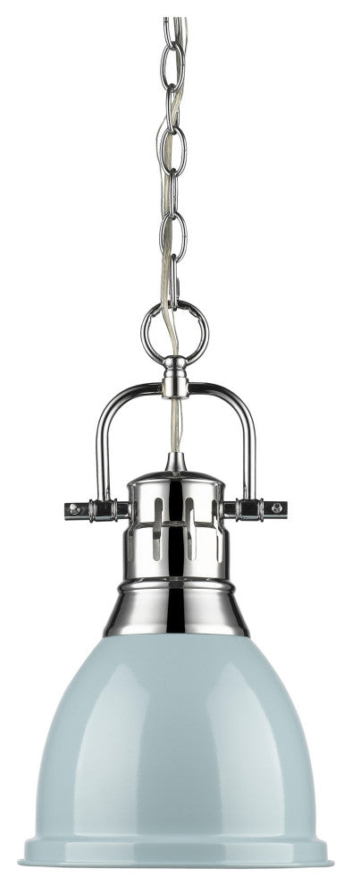 Golden Lighting 3602-S-CH Duncan 1 Light 9"W Mini Pendant - Chrome / Seafoam