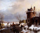Andreas Schelfhout Figures With A Horse Sledge Wrapped Canvas, 20"x25"