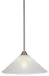 Paramount 1-Light Mini Pendant, Brushed Nickel, 16" Gold Ice Glass